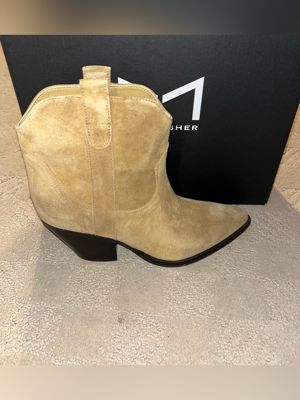 Marc Fisher LTD Marlie Western Ankle Boots Tan Medium Natural 101 Women’s 8.5 - Picture 4 of 16